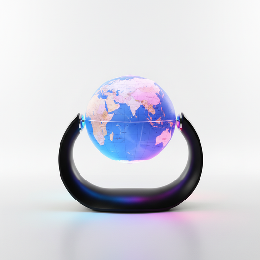 Glowing magnetic levitating world globe with RGB LED C-shaped stand