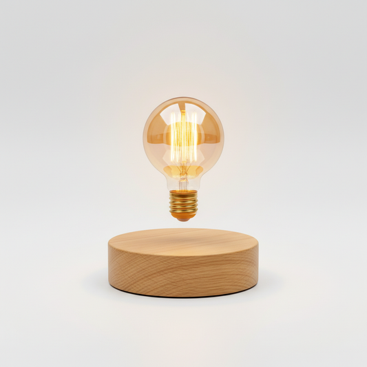 Magnetic levitating floating LED light bulb with wooden base
