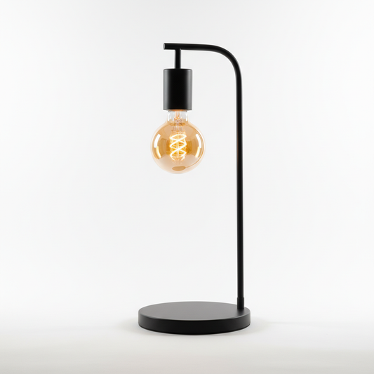 Magnetic levitating arc light bulb lamp with black stand